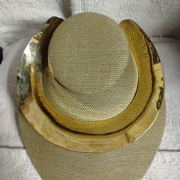 Woven brass aluminum choker collar necklace - Picture 2 of 3